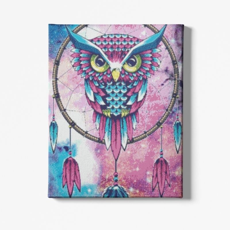 Kit Broderie Diamant Attrape Rêve Hibou - Brodeuse De Diamant