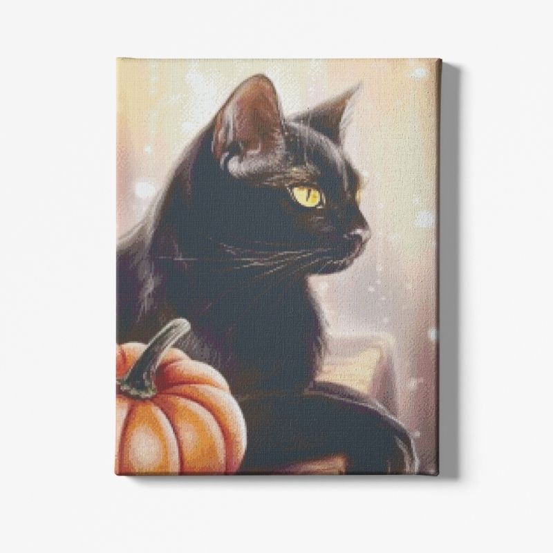 Kit Broderie Diamant Chat et Citrouille - Brodeuse De Diamant