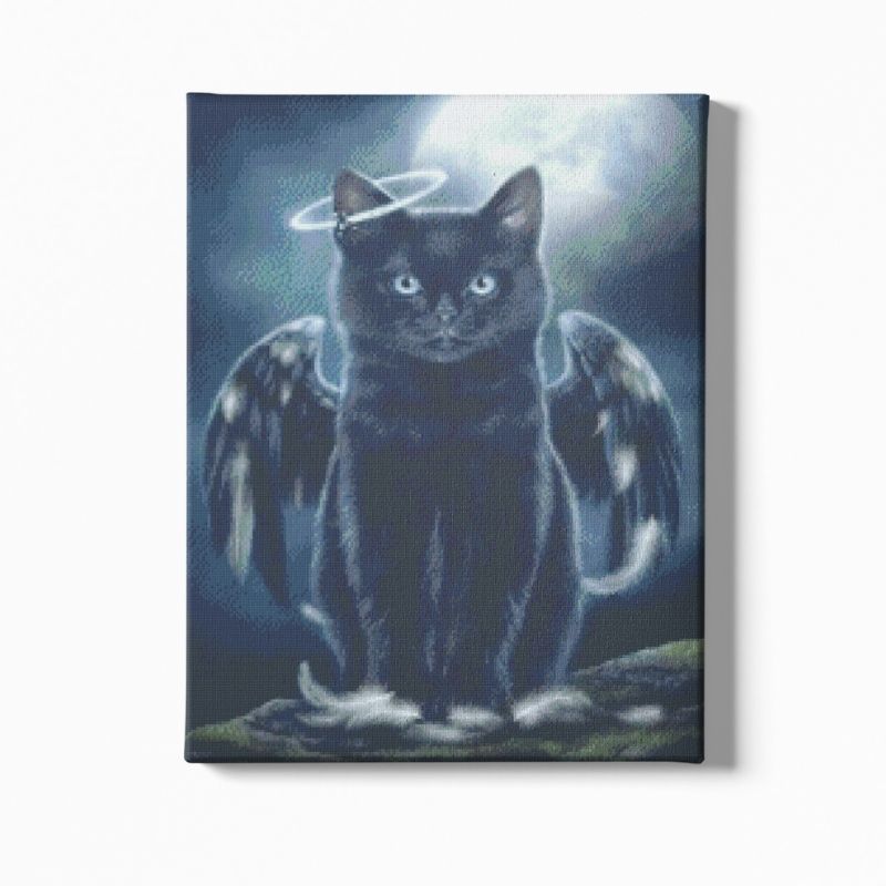 Kit Broderie Diamant Chat Ange Noir