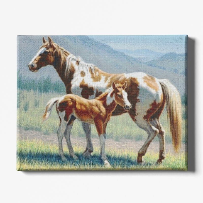 Kit Broderie Diamant Cheval et Poulain - Brodeuse De Diamant