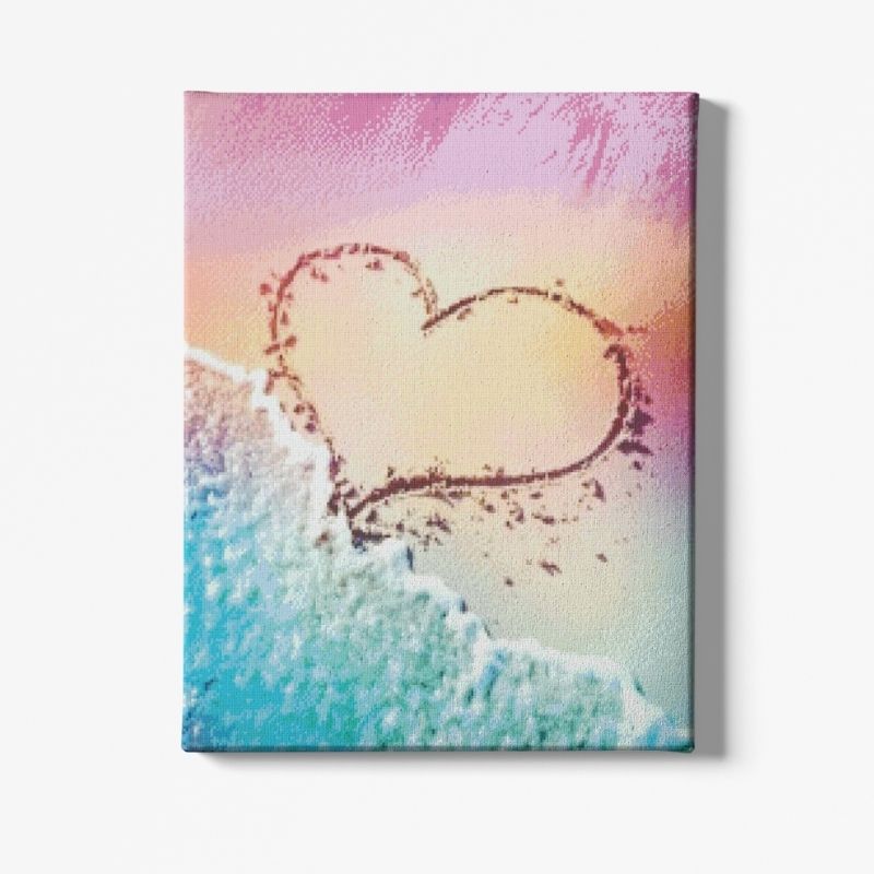Kit Broderie Diamant Paysage Coeur sur la Plage - Brodeuse De Diamant