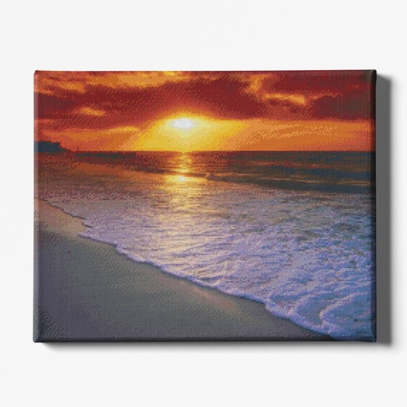 Kit Broderie Diamant Paysage Plage Couché de Soleil - Brodeuse De Diamant