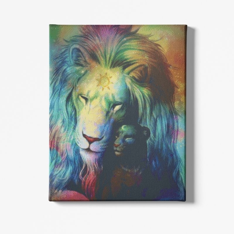 Kit Broderie Diamant Lion et Lionceau - Brodeuse De Diamant