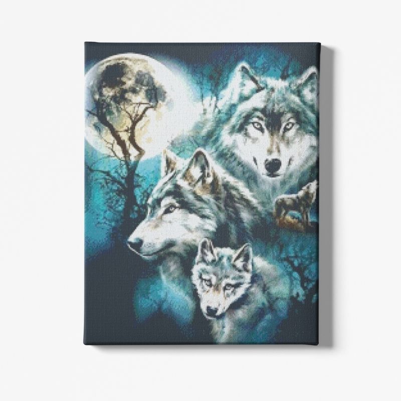 Kit Broderie Diamant Loup Pleine Lune - Brodeuse De Diamant