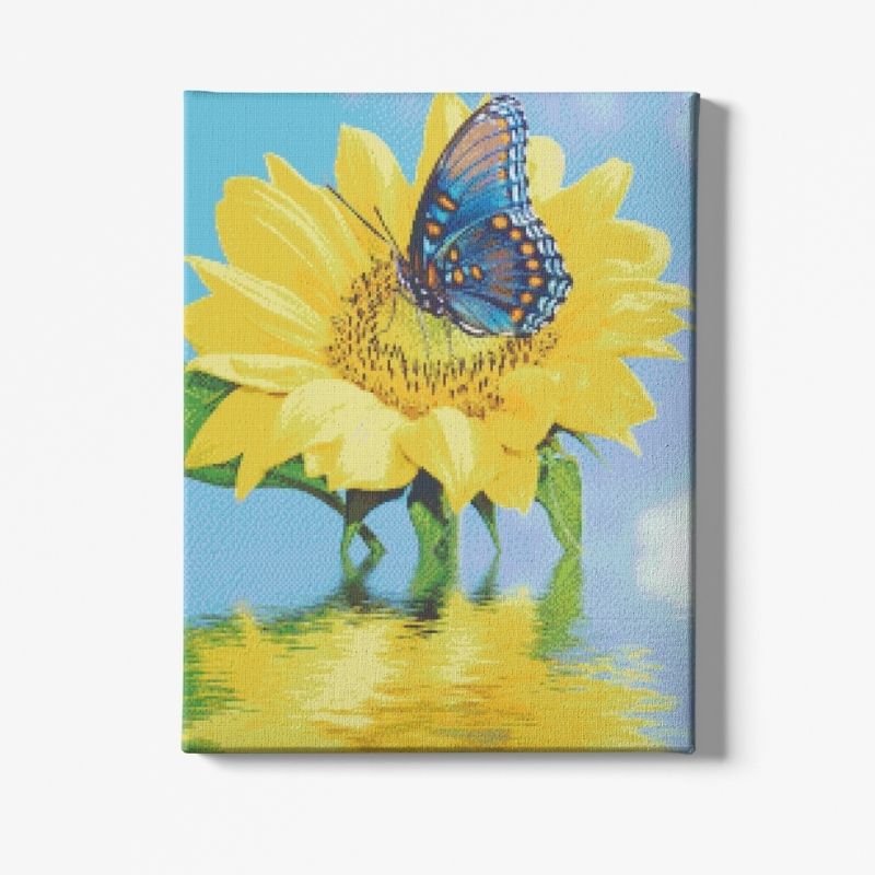 Kit Broderie Diamant Fleur Papillon sur Tournesol - Brodeuse De Diamant