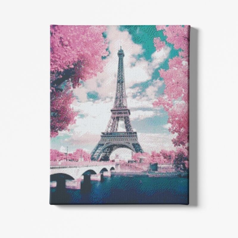 Kit Broderie Diamant Paysage Tour Eiffel en Fleurs - Brodeuse De Diamant
