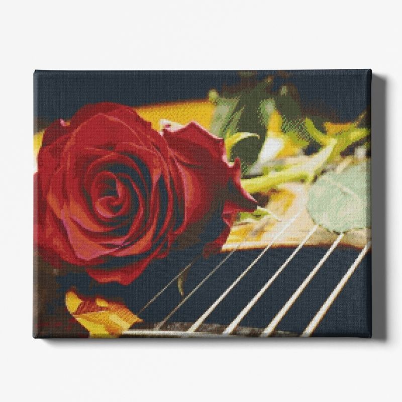 Kit Broderie Diamant Rose sur Guitare