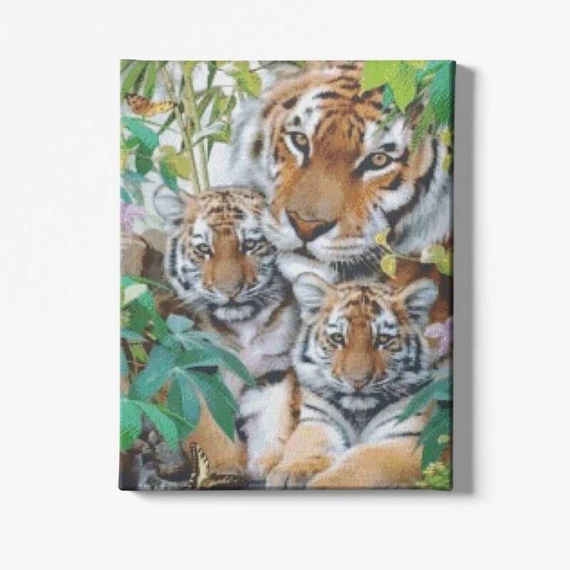 Kit Broderie Diamant Tigre en Famille - Brodeuse De Diamant