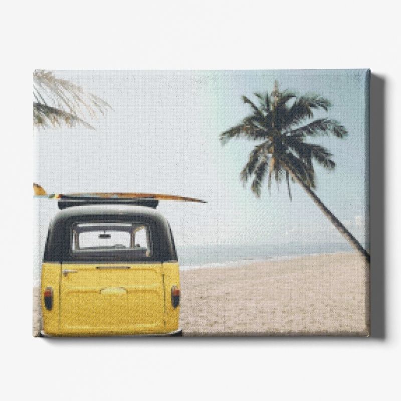 Kit Broderie Diamant Voiture Van sur Plage - Brodeuse De Diamant