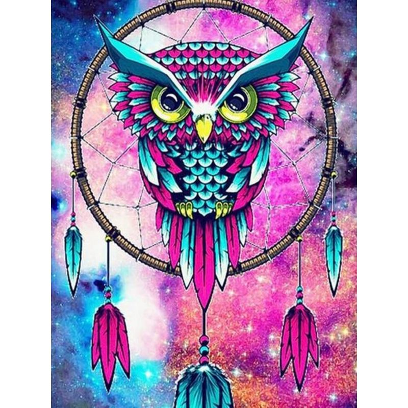 Kit Broderie Diamant Attrape Rêve Hibou - Brodeuse De Diamant