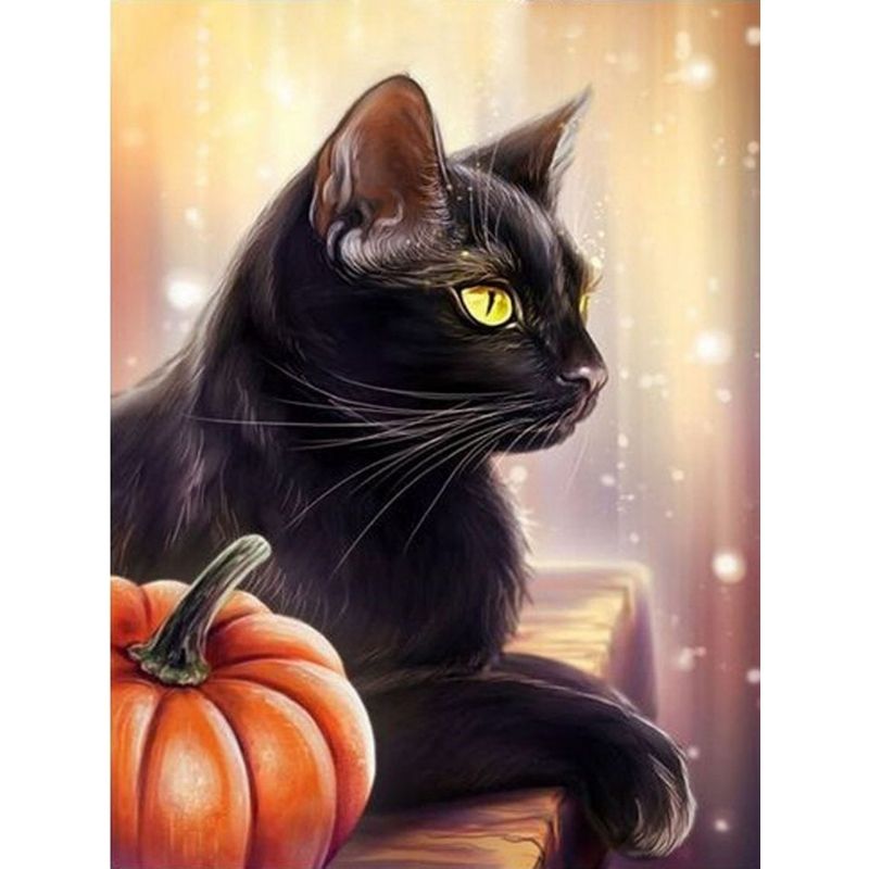 Kit Broderie Diamant Chat et Citrouille - Brodeuse De Diamant