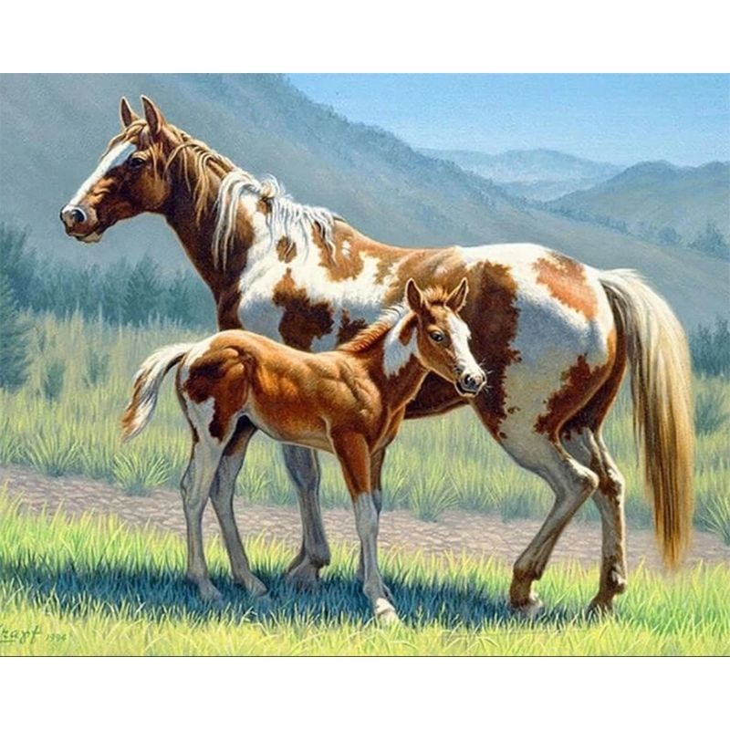 Kit Broderie Diamant Cheval et Poulain - Brodeuse De Diamant