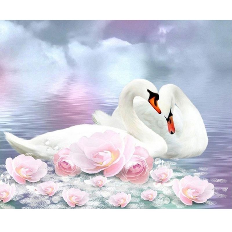 Kit Broderie Diamant Couple de Cygnes