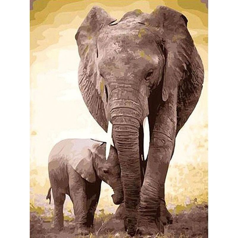 Kit Broderie Diamant Famille Éléphant - Brodeuse De Diamant