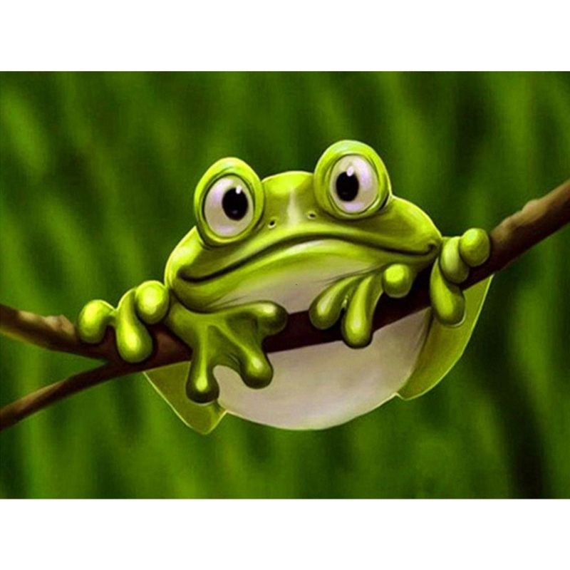 Kit Broderie Diamant Grenouille Verte - Brodeuse De Diamant
