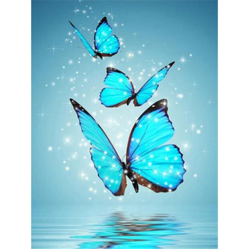 Kit Broderie Diamant Papillon Bleu - Brodeuse De Diamant
