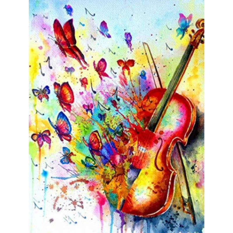 Kit Broderie Diamant Papillons et Violon - Brodeuse De Diamant