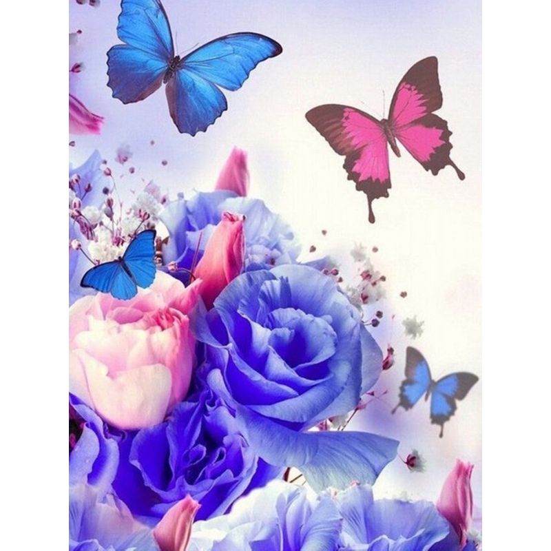 Kit Broderie Diamant Papillons et Roses - Brodeuse De Diamant