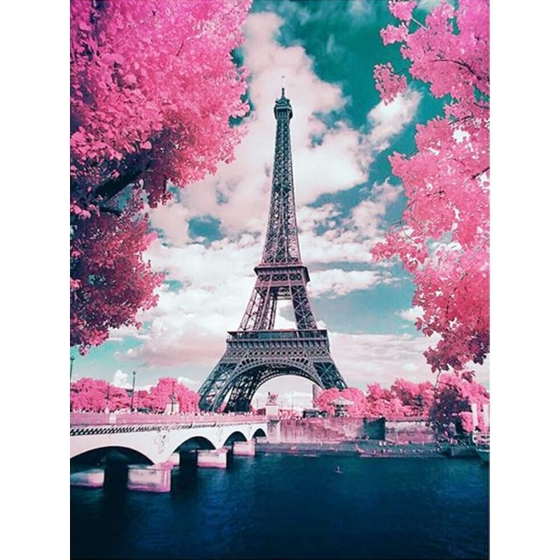 Kit Broderie Diamant Paysage Tour Eiffel en Fleurs - Brodeuse De Diamant