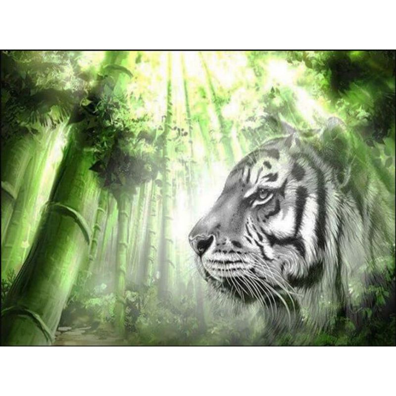 Kit Broderie Diamant Tigre Bambou - Brodeuse De Diamant