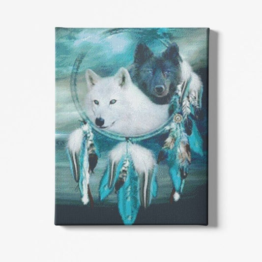 Kit Broderie Diamant Attrape Rêve Esprit du Loup - Brodeuse De Diamant