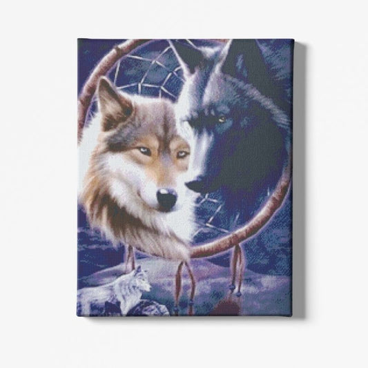 Kit Broderie Diamant Attrape Rêve Loup et Louve - Brodeuse De Diamant