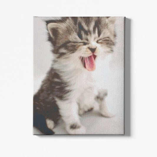 Kit Broderie Diamant Chat qui Baille - Brodeuse De Diamant