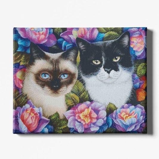 Kit Broderie Diamant Chats et Fleurs - Brodeuse De Diamant