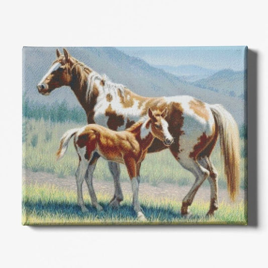 Kit Broderie Diamant Cheval et Poulain - Brodeuse De Diamant