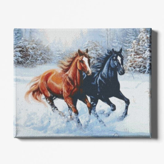 Kit Broderie Diamant Chevaux au Galop - Brodeuse De Diamant