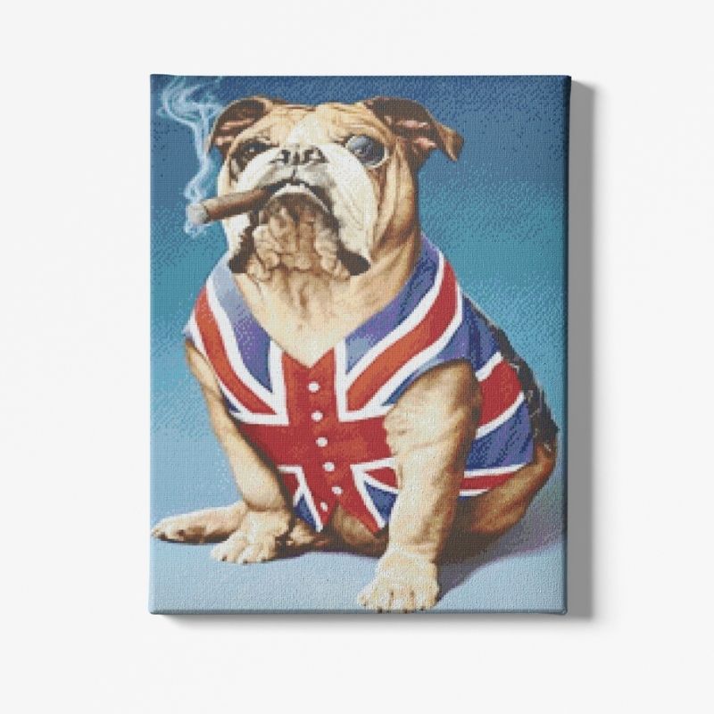 Kit Broderie Diamant Chien Bouledogue Anglais - Brodeuse De Diamant
