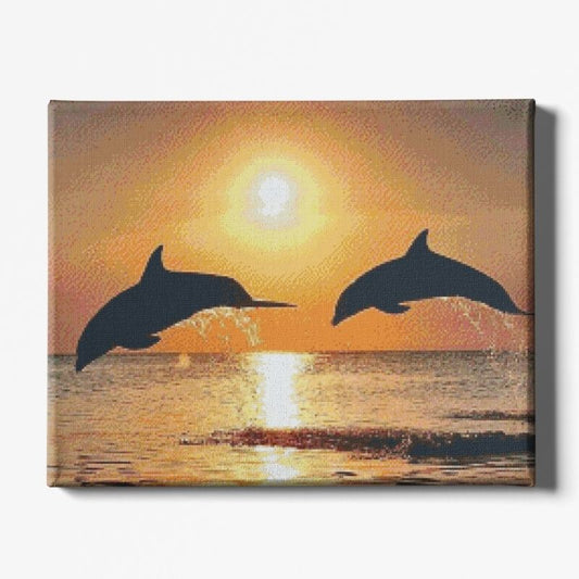 Kit Broderie Diamant Dauphins Soleil - Brodeuse De Diamant