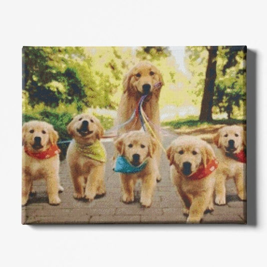 Kit Broderie Diamant Chien Famille Labrador - Brodeuse De Diamant