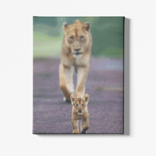 Kit Broderie Diamant Lionne et son Petit - Brodeuse De Diamant