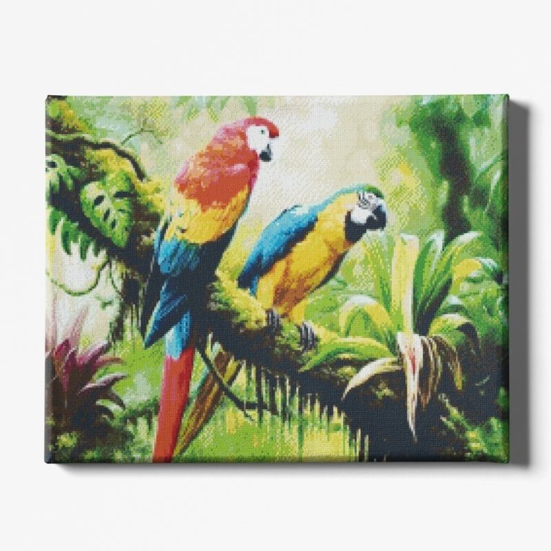 Kit Broderie Diamant Perroquets sur Branche - Brodeuse De Diamant