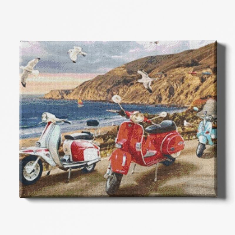Kit Broderie Diamant Scooter Italien