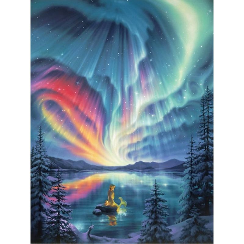 Kit Broderie Diamant Paysage Aurores Boréales - Brodeuse De Diamant