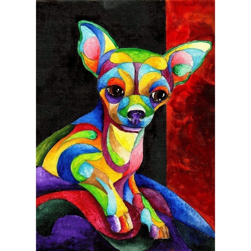 Kit Broderie Diamant Chien Chihuahua Multicolore - Brodeuse De Diamant