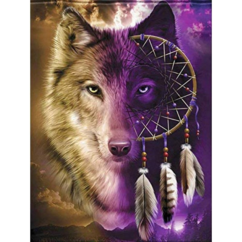 Kit Broderie Diamant Loup Attrape Rêve - Brodeuse De Diamant