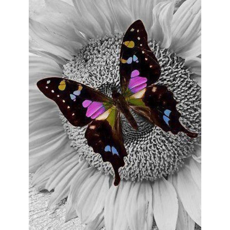 Kit Broderie Diamant Papillon sur Fleur - Brodeuse De Diamant