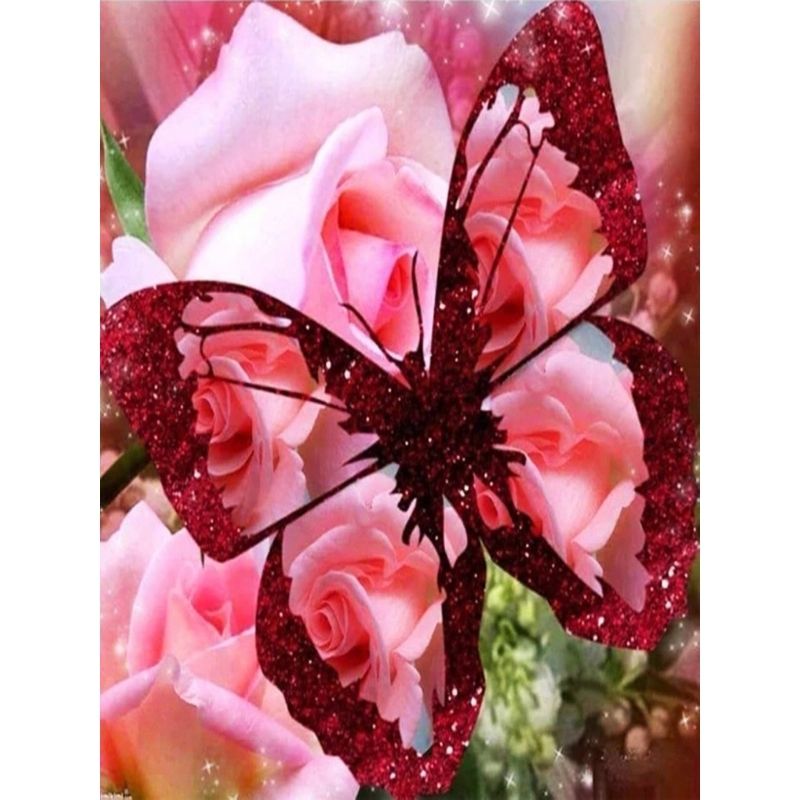 Kit Broderie Diamant Papillon Rose - Brodeuse De Diamant