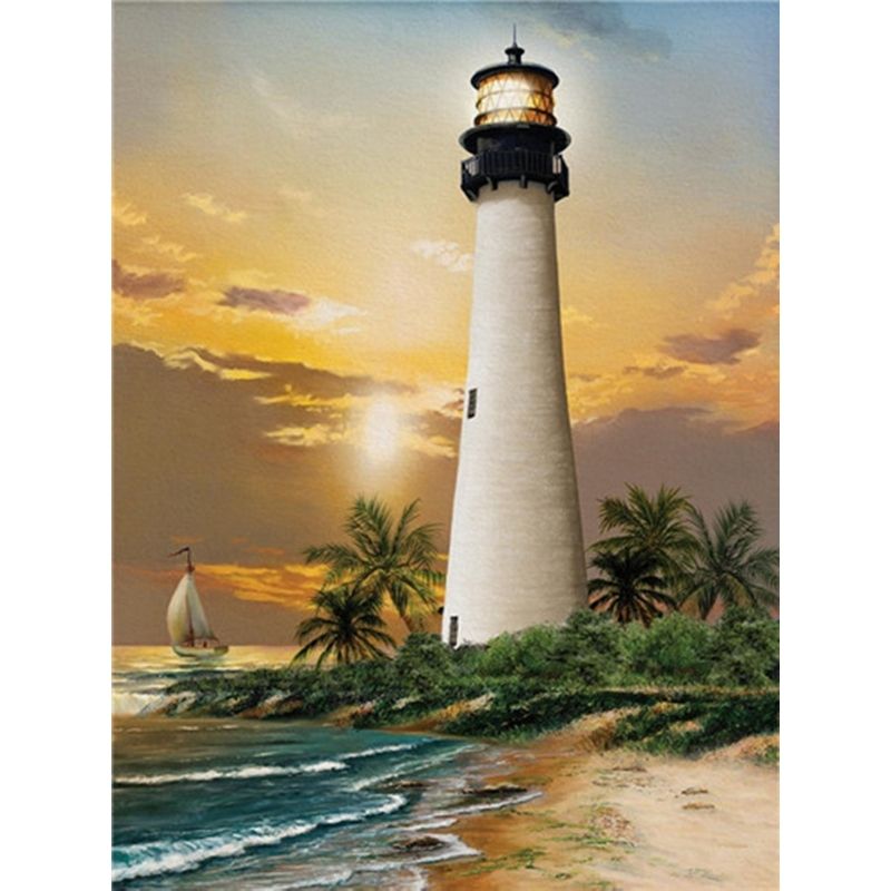 Kit Broderie Diamant Paysage Phare Floride